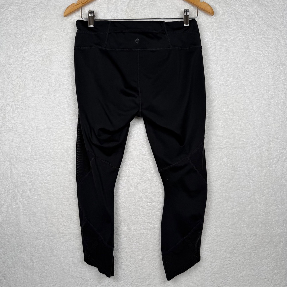 Athleta Black Mesh Inset Capri Leggings Athletic Workout Fitness‎ Womens M - Picture 5 of 7